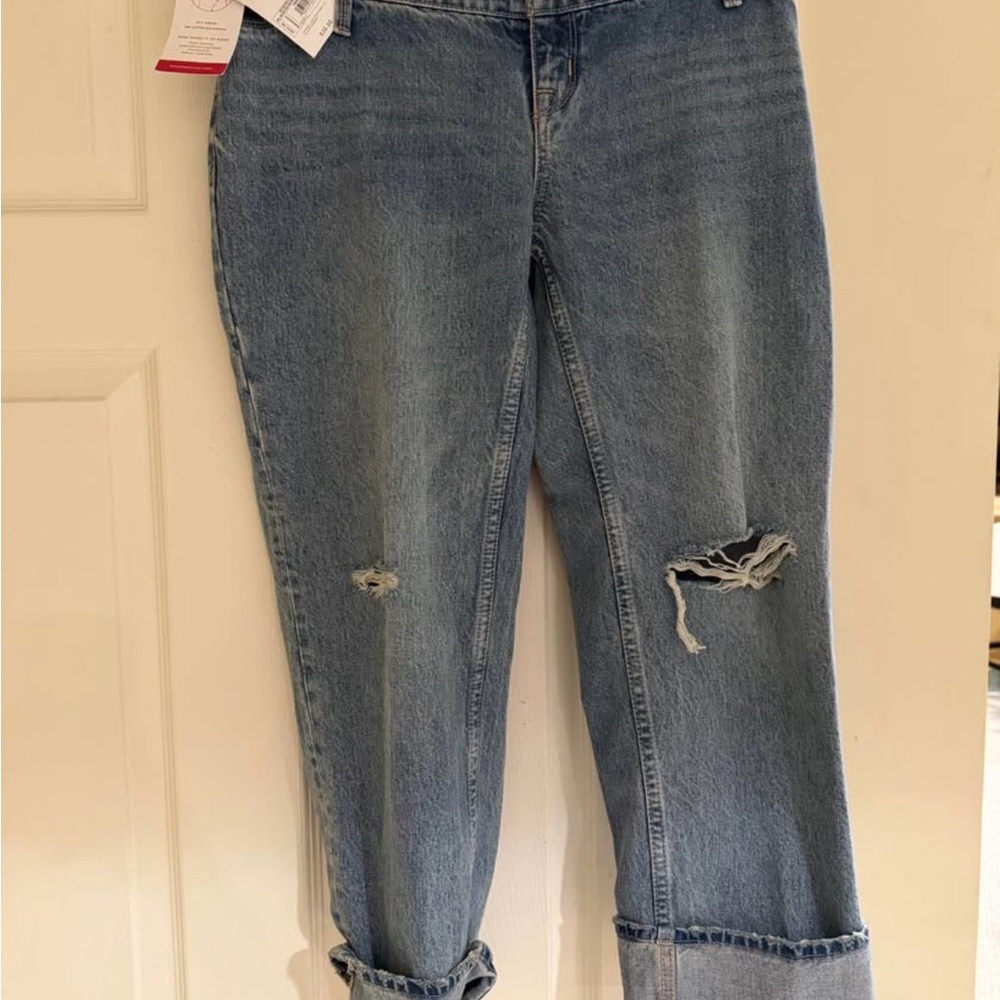Classic Blue Distressed Women Maternity Jeans